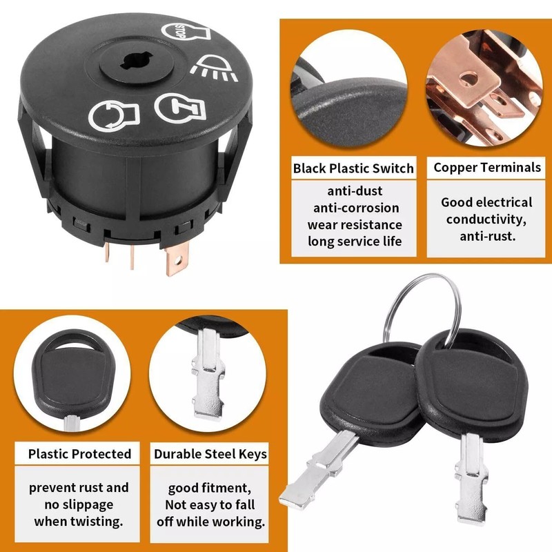 Ignition Switch with Key 7 terminals Fit for Craftsman Husqvarna