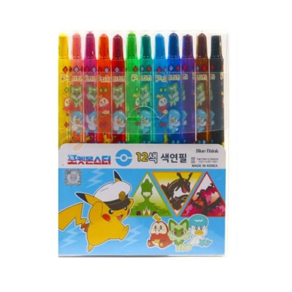 Pikachu 12 Count, Colored Pencil Set Twistable Crayons (Design May