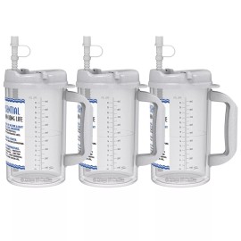 Whirley Drink Works (3) 32 oz. Water Essential Insulated Mugs with Straws - BPA FREE Hospital Mugs