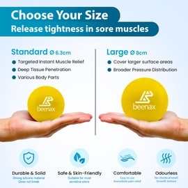 Beenax Beenax Lacrosse & Hard Spiky Massage Ball Set - Trigger Point, Myofascial Release, Plantar Fasciitis, Deep Tissue, Muscle Relief, Yoga, Pilates, Physio, Rehab - Relieve Stress and Relax Tight Muscle