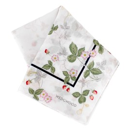 WEDGWOOD 260039-0001-03 Large Print Handkerchief (White) Wild Strawberry, Easy Care Processing, 100% Cotton, Women's 260039-0001-03