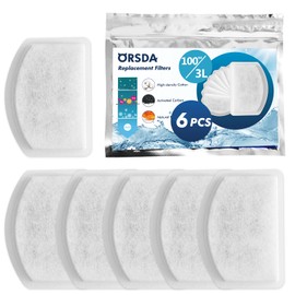 ORSDA 3L Pet Automatic Water Filter, Replacement Carbon Filter, 6 Pieces, Ion Exchange Resin, Softening, Activated Carbon, Safe, Clean, Coat Filtration