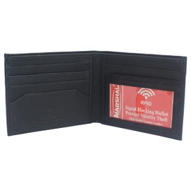 MARSHAL RFID Blocking Black Bifold Leather Wallet