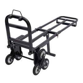 Stair Climbing Cart, Portable Folding Trolley with 8 Wheels, Stair Climber Hand Truck with Adjustable Handle for Pulling, Heavy Duty Dolly Cart for Stairs (Black-460 lbs-6 Wheels)