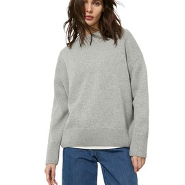 Women's Lightweight Soft Petite Crewneck Lightweight Solid Plain Sweaters Fall Winter Pullover Jumper Tops Grey