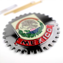 Generic Gunmetal Black Mexico Grill Badge Mexican Emblem for Trucks and Cars, Stainless Steel
