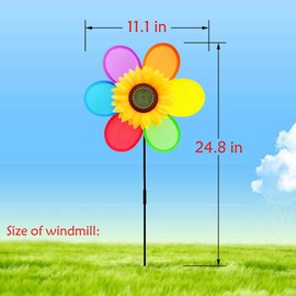 Sunflower Pinwheels Outdoor Windmill for The Yard and Garden Wind Spinners, Lawn Pinwheels Bulk Wind Toys for Kids, Colorful Small Flower Windmill Decorative Pinwheels (3PCS)