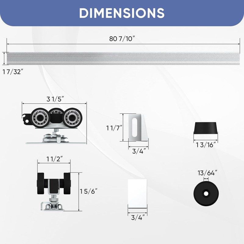 JUBEST 7FT Commercial Grade Pocket Door Hardware and Track Set,