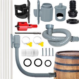 Rain Barrel Diverter Kit, Rainwater Collection System with Adjustable Valve and Hose, Rain Water Diverter for Downspout, Downspout Diverter Fits for Standard Downspouts