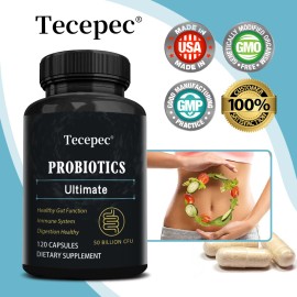 Tecepec Probiotic Capsules Balance Intestinal Flora Gas Pain Energy Boosting Immune US