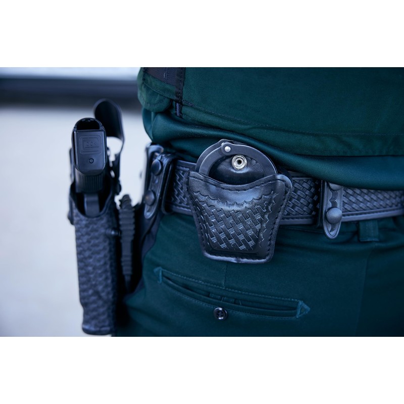 Bianchi 7934 AccuMold Elite Open Handcuff Case, Basketweave Black