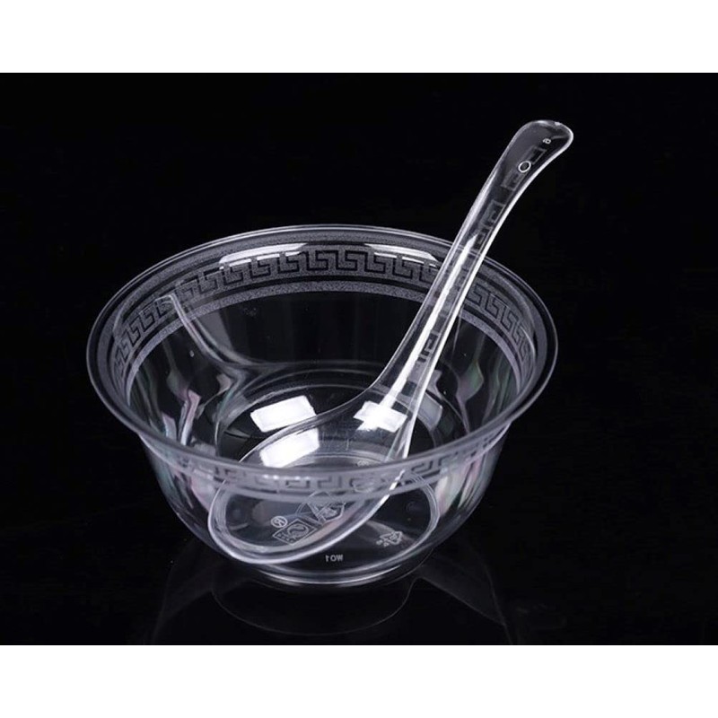 50 PCS Disposable Clear Plastic Asian Soup Spoons - Tasting