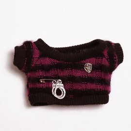 Sewn Clothes Border Sweater for Plushies 3.9 - 5.9 inches (10 - 15 cm), Pressing Goods, Red