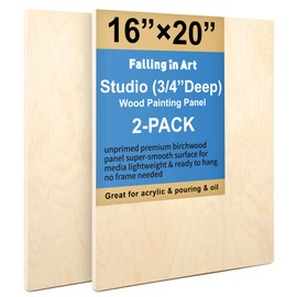Unfinished Birch Wood Canvas Panels Kit, Falling in Art 2 Pack of 16x20’’ Studio 3/4’’ Deep Cradle Boards for Pouring Art, Crafts, Painting, and More