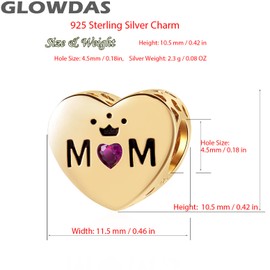 GLOWDAS Mother's Day Series Charms, Mum Dad Daughter Son, Grandma Nana Godmother Sister, Wife Husband Heart Beads in 925 Sterling Silver, Fits European Bracelet, Gifts for Family/Lover/Friends,