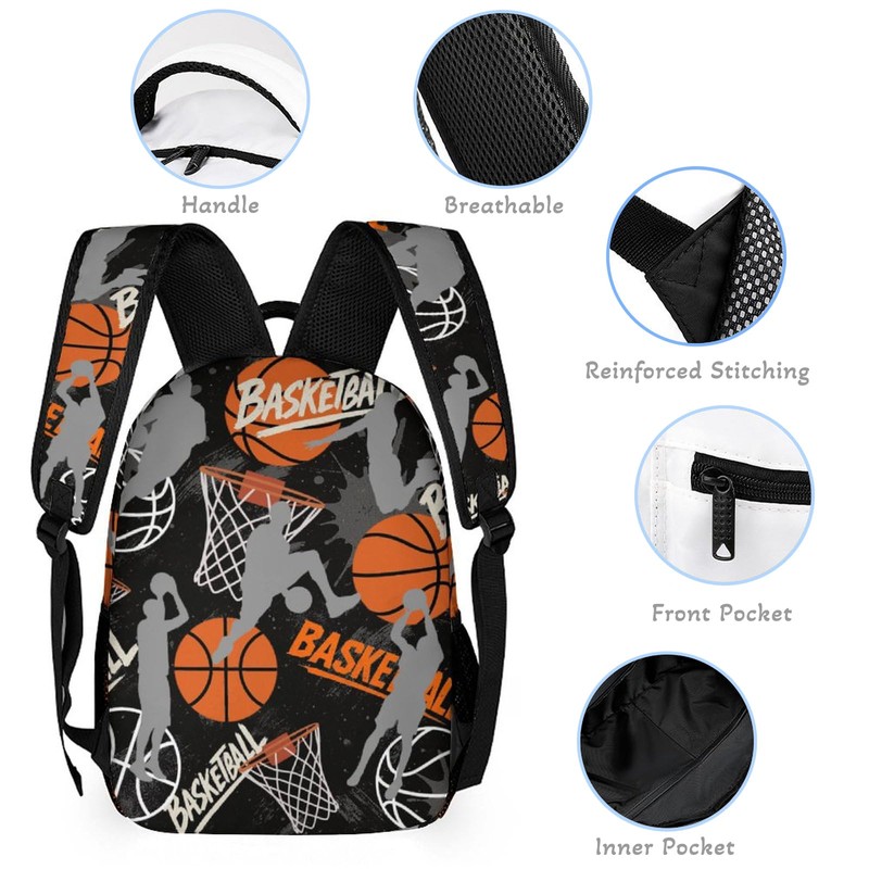 DOYULIK Basketball Theme Backpack Set for Kids,School Bookbag with Lunch