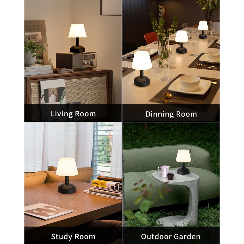 KDG Modern Cordless Small Table Lamps, Portable LED Dimmable Desk