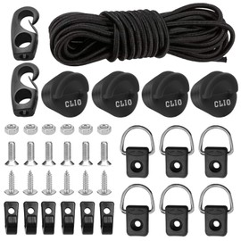 4 PCs Kayak Scupper Plugs Kit and 8 Feet kayak Bungee Cord with Bungee Cord Hooks Fishing Rigging D-Ring Cord J-Hooks with Screws for Kayak Boat Canoe Outfitting Fishing Camping Kayak Deck Rigging Kit