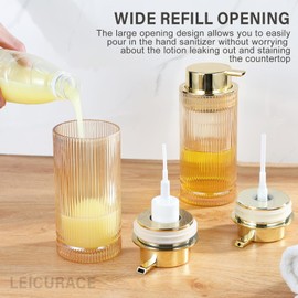 LEICURACE Glass Foam Soap Dispenser, Refillable Faming Dispenser with Gold Pump, Foam Hand Soap Dispenser for Bathroom Kitchen, Modern Home Bathroom Kitchen Decor （Foam Type/Gold）