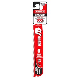 Diablo Amped Steel Demon Carbide Teeth Reciprocating Saw Blade for Thick Metal - 100x Longer Cutting Life - 6" Length, 8 TPI, 3-Pack - DS0608CFA3