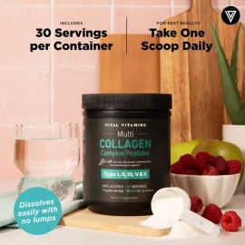 Vital Vitamins Colágeno Múltiple Polvo Sin Sabor 8.25-onzas
