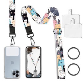 RWSEFK Phone Lanyard Crossbody Strap, Cartoon Cats Cell Phone Lanyard for Around The Neck Shoulder Wristlet Strap