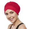 Beemo Women’s Swim Bathing Cap Turban Polyester Latex Lined-2pk WH/RE