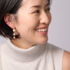 R-days Daikanyama Cotton Pearl Tricule Non-Hole Earrings, Hypoallergenic, White, Beige,