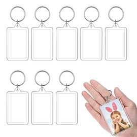 JeoPoom Photo Keyring, Pack of 8, Acrylic Photo Keyring, Transparent Picture Frame Key Ring, Key Ring, Picture Frame Pendant Gift, for Family Friends, transparent