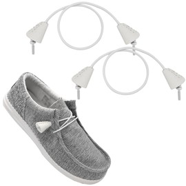UamGlsob Elastic Shoelaces for Hey Dude, No Tie Bungee Stretchy Shoe Laces, Stretch Replacement Strings kit (White, 12"/30cm)