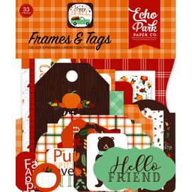 Echo Park Paper Company Happy Fall Frames & Tags, orange, red, teal, brown, yellow