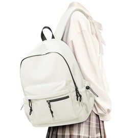 UPPACK School Backpack for Girls Boys Bookbag Cute Aesthetic College Backpack Women Middle High School Teen Students Book Bag Lightweight Gym Work Laptop Casual Daypack Backpacks Men Beige