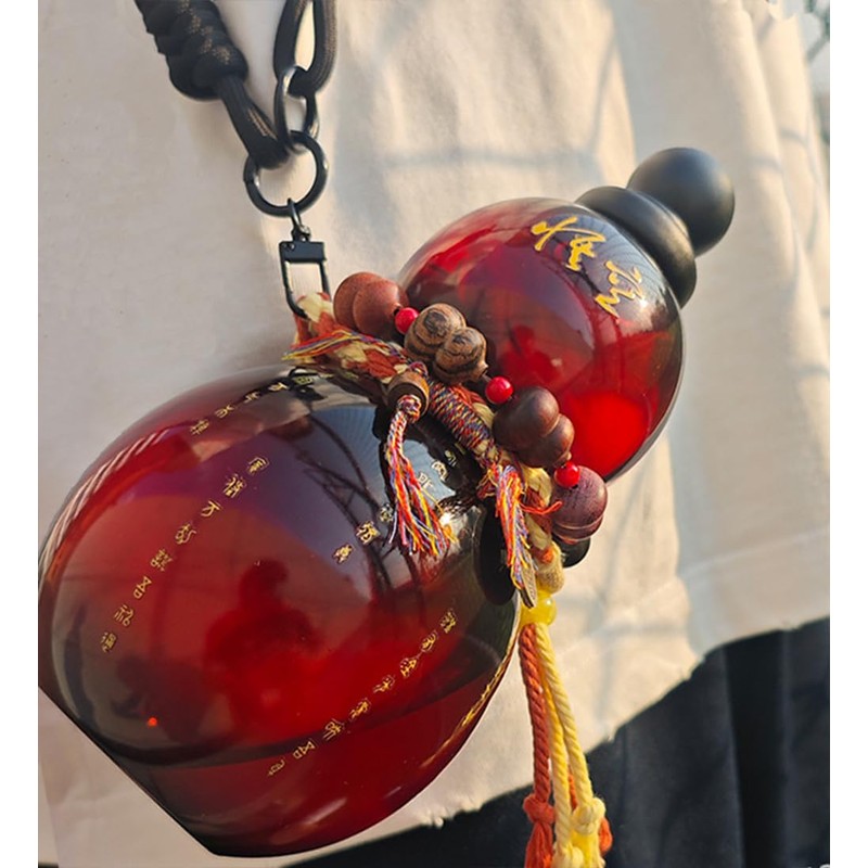 800ml/27oz Tritan Gourd Water Bottle with Shoulder Strap Set Dish