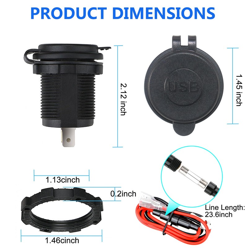 12V USB Quick Charge 3.0 Port & PD USB C