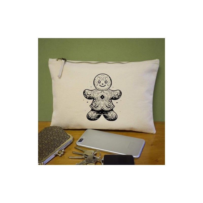 'Gingerbread Man' Canvas Clutch Bag/Accessory Case (CL00034945)
