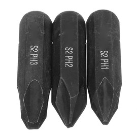 CATSELURRY Screwdriver Black 8mm Alloy Steel Screw Impact Bit Strong Magnetic Bit Wear-Resistant PH1 / PH2 / PH3 3 Pieces Set Tools