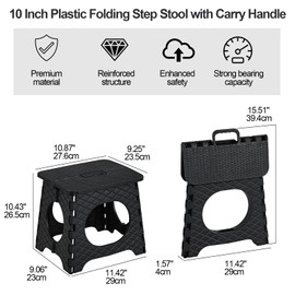 Hommp Folding Step Stool, 10 Inch Non-Slip Foldable Stool with Handle