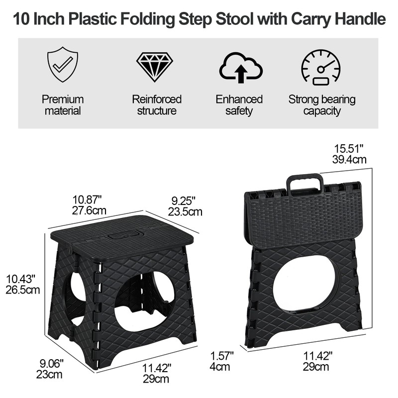 Hommp Folding Step Stool, 10 Inch Non-Slip Foldable Stool with