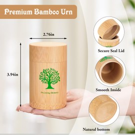 SOITIS Medium Bamboo Urns for Human Ashes - 4.7 Inch Keepsake with Tree of Life, Cremation Urn for Women Men, Small Urns for Human Ashes Keepsake, Decorative Urn
