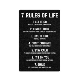 7 Rules of Life Metal poster Inspirational Tin Sign for Teen Bedroom Decor Home Office Bedroom Classroom Cafes Motivational Wall Decor 8x12 Inch