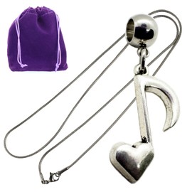 Dave The Bunny Music Note Necklace - Stainless Steel Snake Chain with Metal Alloy Charm - Music Gifts for Men - Cool Gifts for Music Lovers - Unique Music Stuff Accessories