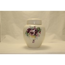 Pansy Funeral Urn - Pansies Cremation Urn for Human Ashes - Hand Made Pottery