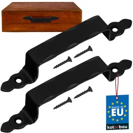 KOTARBAU® Set of 2 Forged Door Handles Antique Black Steel Door Handle for Doors Gates Gates 200 mm