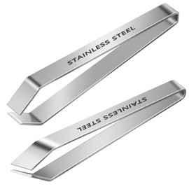 2 x kitchen tweezers, herringbone tongs, fish tweezers for bone, herringbone tweezers, bone tweezers for fish, tweezers stainless steel, for chicken, duck, pig hair, 12 cm