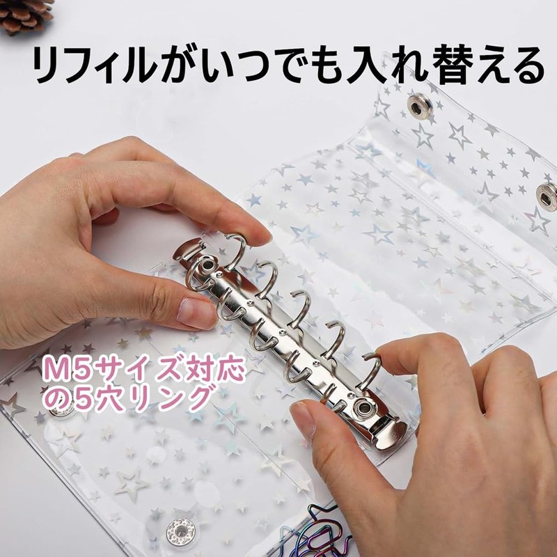 Clear Binder M5 Sealing Notebook, Cute Sticker Notebook, Refillable, Includes