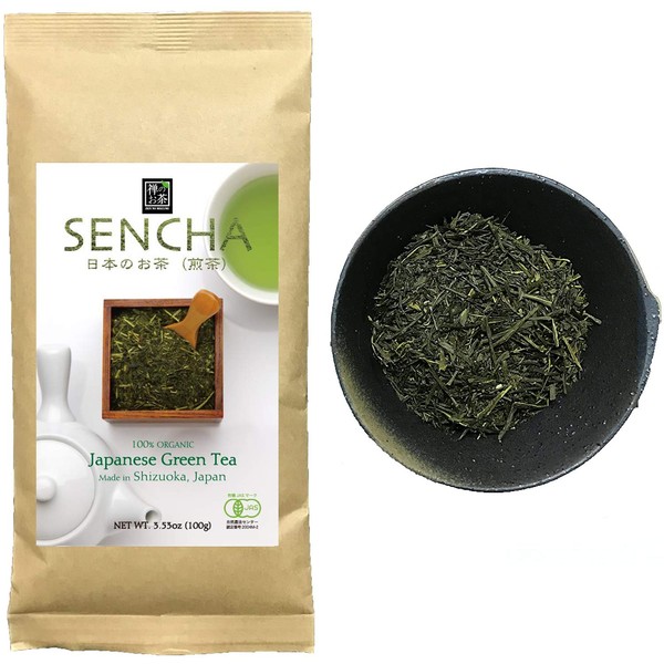 Zen No Ocha Sencha té – té verde orgánico japonés de hoja suelta 3.53oz 100 g (fabricado en Shizuoka Japón)