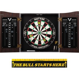 Viper Vault Cabinet with Shot King Sisal Dartboard & The Bull Starts Here Throw Line Marker
