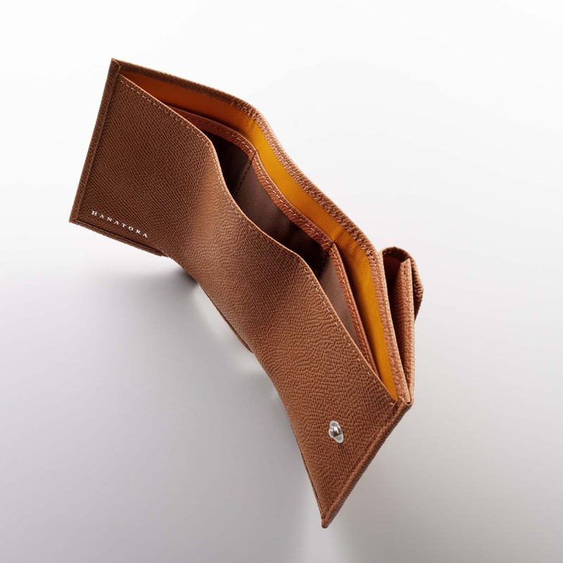 HANATORA SA03-B Genuine Leather Mini Wallet, Italian Leather, Trifold Wallet,