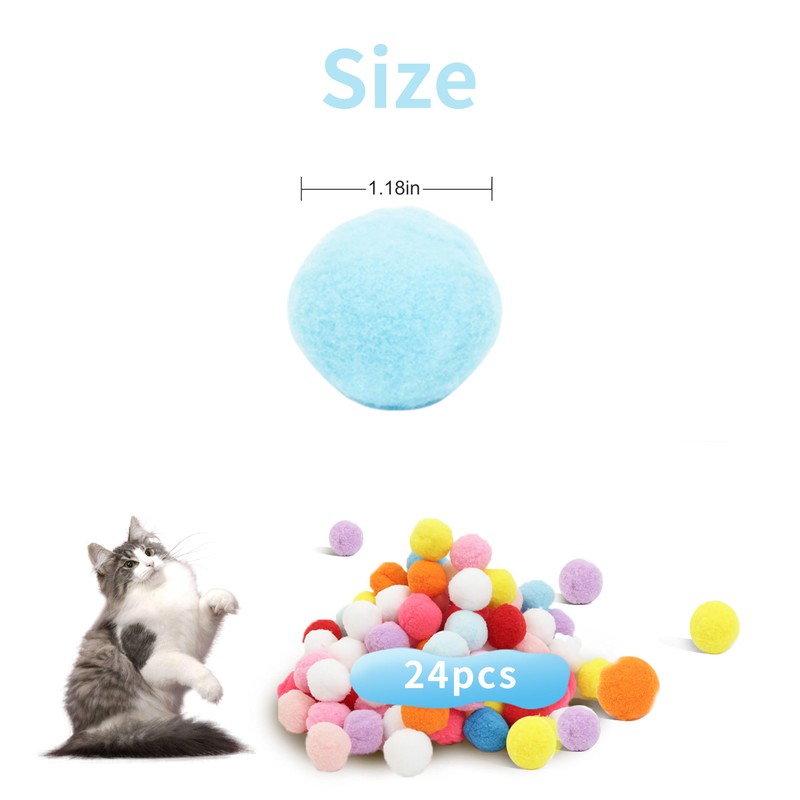 DODHEG 24 Pcs Colorful Pet Balls, Soft Plush Balls, Cat's
