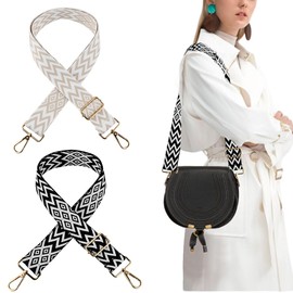 ANNTIM Pack of 2 Bag Strap, Bag Straps for Changing, Shoulder Strap for Bags Width 3.8 cm, Length Adjustable 75-145 cm, Shoulder Strap for Shoulder Bag, Carry Bags and Handbags, [black', 'beige']